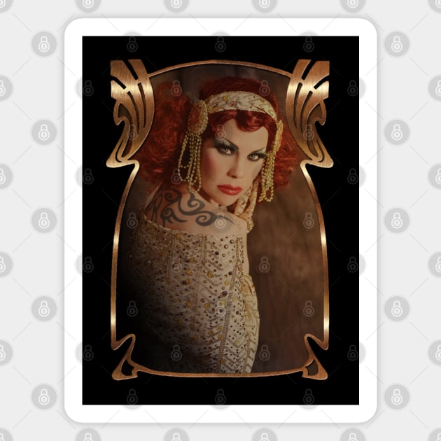 Vintage Art Roaring Twenties Burlesque photo of Xarah in art nouveau frame Magnet by designsbyxarah